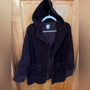 Casual corduroy jacket with hood, hood lined with fleece